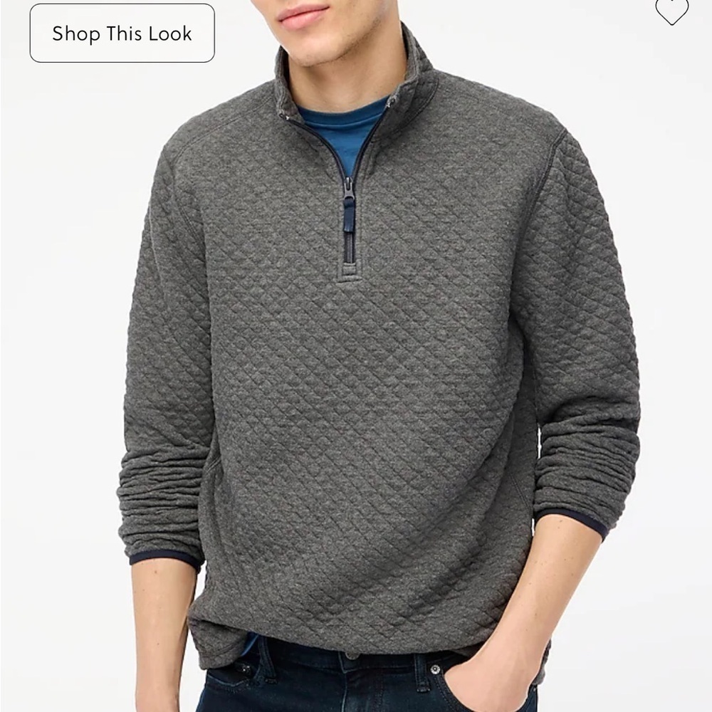 J crew heather carbon Quilted half-zip